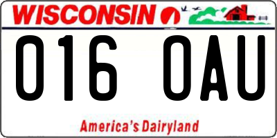 WI license plate 016OAU