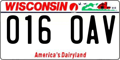 WI license plate 016OAV