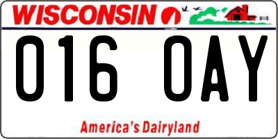 WI license plate 016OAY