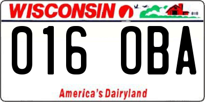 WI license plate 016OBA