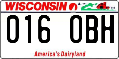 WI license plate 016OBH