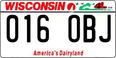 WI license plate 016OBJ
