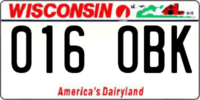 WI license plate 016OBK