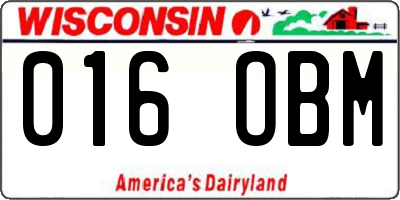 WI license plate 016OBM