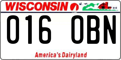 WI license plate 016OBN