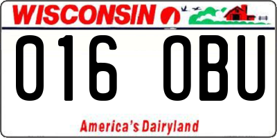 WI license plate 016OBU