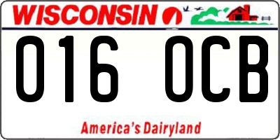 WI license plate 016OCB