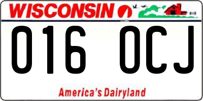 WI license plate 016OCJ
