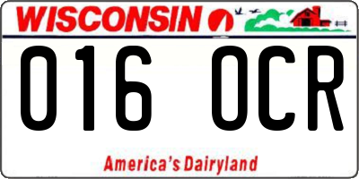 WI license plate 016OCR