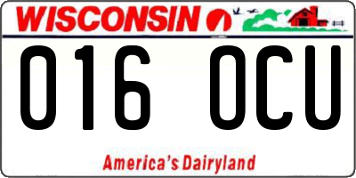 WI license plate 016OCU