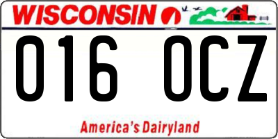 WI license plate 016OCZ