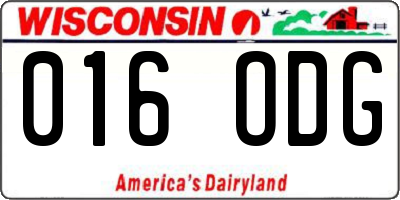 WI license plate 016ODG