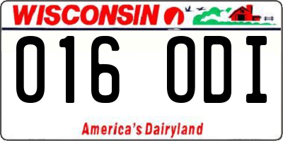 WI license plate 016ODI