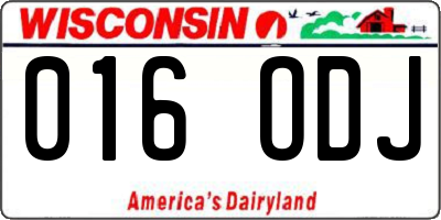 WI license plate 016ODJ