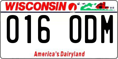 WI license plate 016ODM