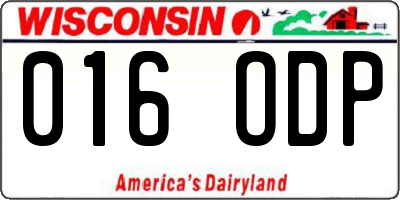 WI license plate 016ODP
