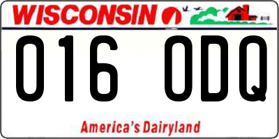 WI license plate 016ODQ