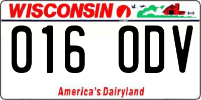 WI license plate 016ODV