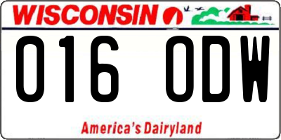 WI license plate 016ODW