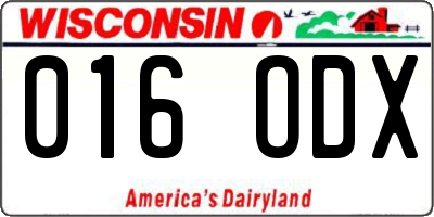 WI license plate 016ODX