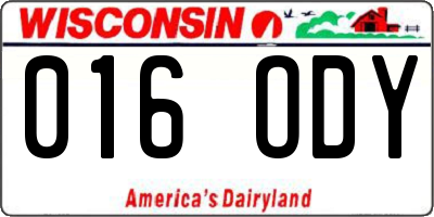 WI license plate 016ODY