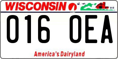 WI license plate 016OEA