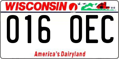 WI license plate 016OEC