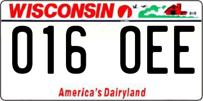 WI license plate 016OEE