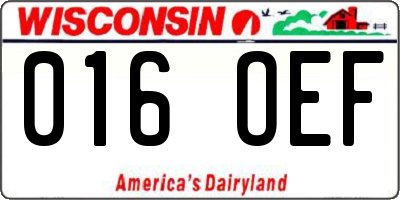 WI license plate 016OEF