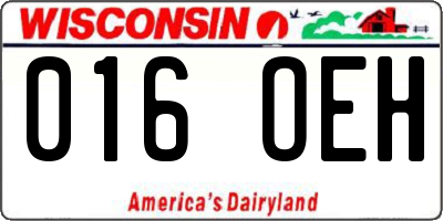WI license plate 016OEH