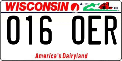 WI license plate 016OER