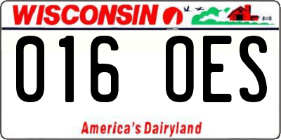 WI license plate 016OES