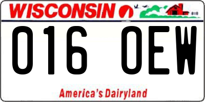 WI license plate 016OEW
