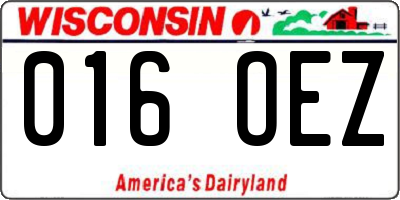 WI license plate 016OEZ