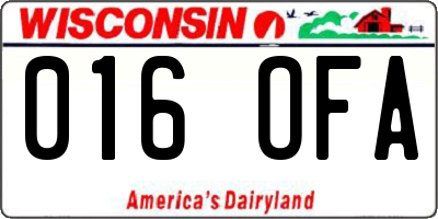 WI license plate 016OFA