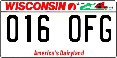 WI license plate 016OFG