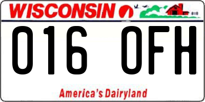 WI license plate 016OFH