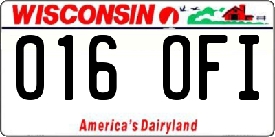 WI license plate 016OFI