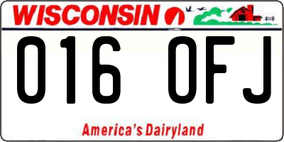 WI license plate 016OFJ