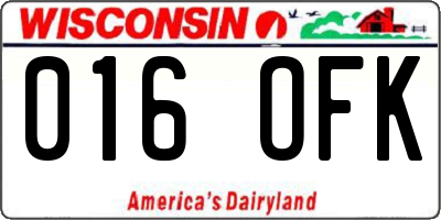 WI license plate 016OFK