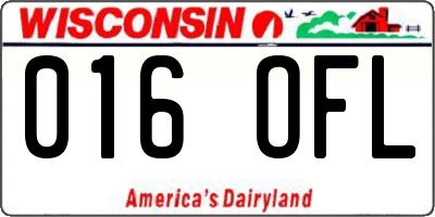 WI license plate 016OFL