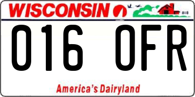 WI license plate 016OFR