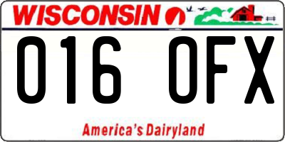 WI license plate 016OFX