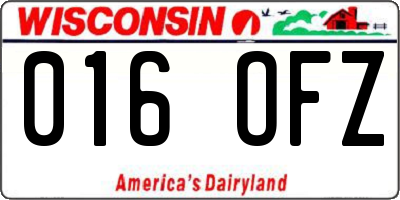 WI license plate 016OFZ