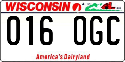 WI license plate 016OGC
