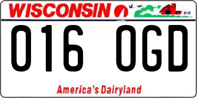 WI license plate 016OGD
