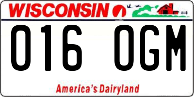 WI license plate 016OGM