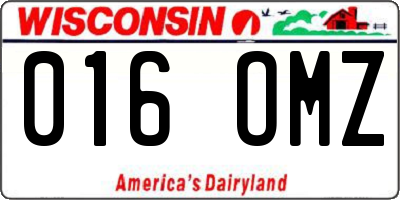 WI license plate 016OMZ