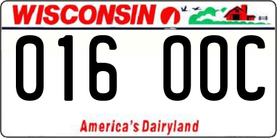 WI license plate 016OOC