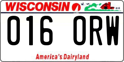 WI license plate 016ORW